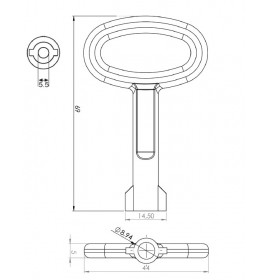 Ключ для замка (большой) двойной элемент TK-100310-1
