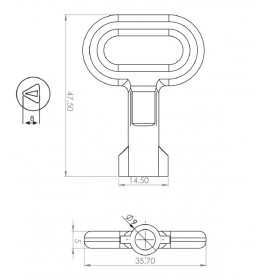 Ключ для замка (маленький) треугольный TK-100313-2