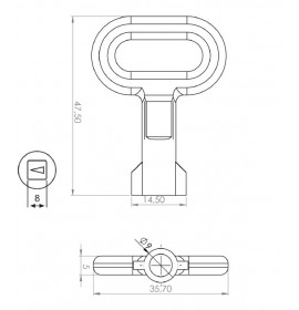 Ключ для замка (маленький) квадратный TK-100313-3