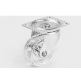 Опора колесная  металлическая (прозрачный ролик, площадка для крепления) GM 9.45016